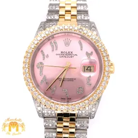 36mm Stainless Steel Rolex Datejust Watch with Two-tone Jubilee Bracelet (quick-set, custom diamond dial)