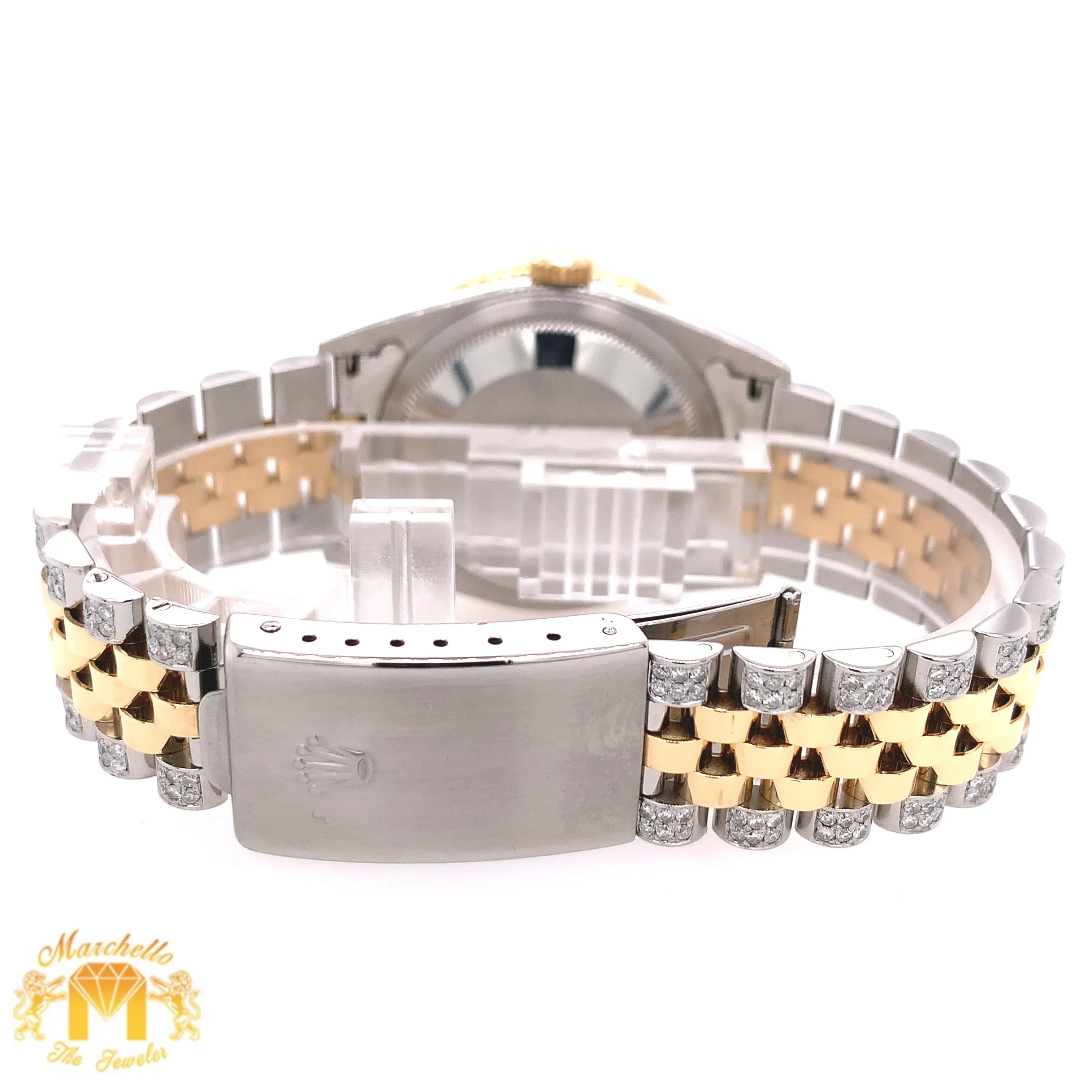 36mm Stainless Steel Rolex Datejust Watch with Two-tone Jubilee Bracelet (quick-set, custom diamond dial)