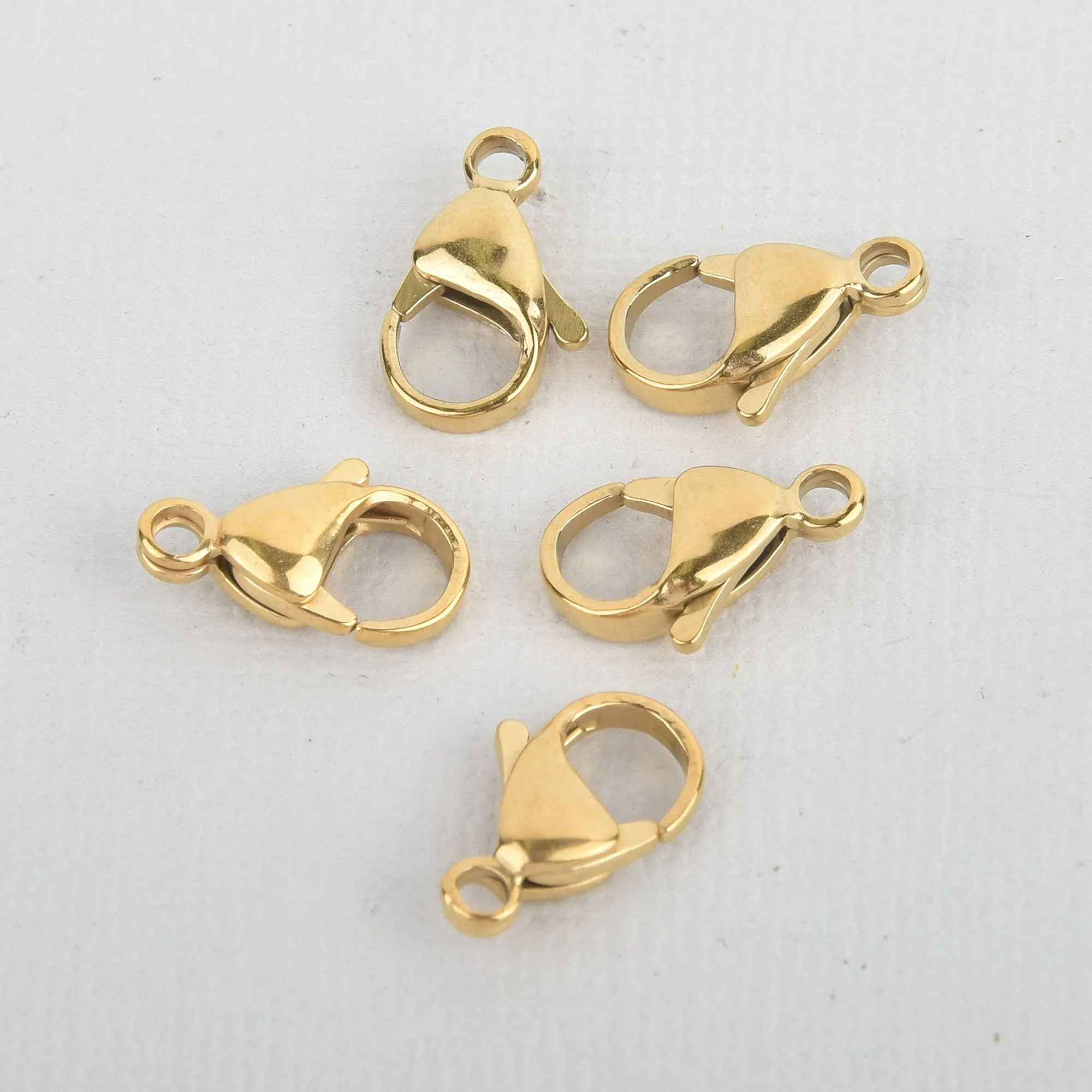 5 GOLD Stainless Steel Lobster Clasps Findings 15x9mm fcl0300