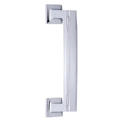 7 Inch Overall (5 3/4 Inch c-c) Solid Brass Art Deco Lined Pull (Polished Chrome Finish)