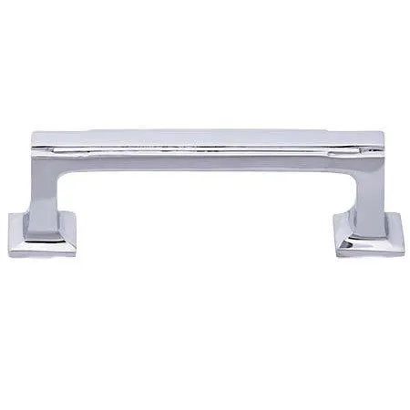 7 Inch Overall (5 3/4 Inch c-c) Solid Brass Art Deco Lined Pull (Polished Chrome Finish)