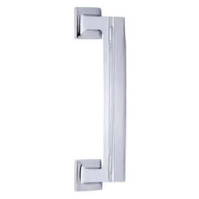7 Inch Overall (5 3/4 Inch c-c) Solid Brass Art Deco Lined Pull (Polished Chrome Finish)