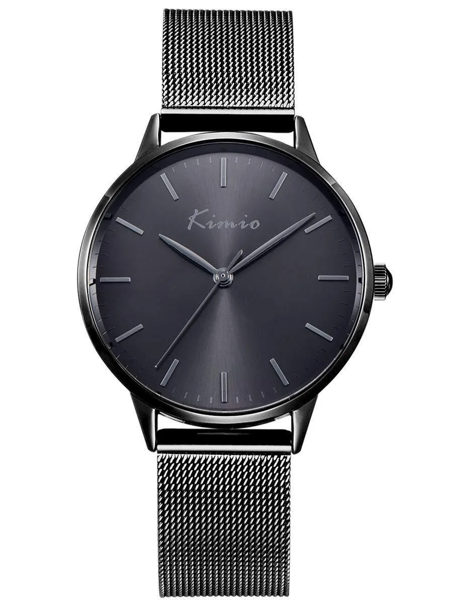 Alienwork Kimio Women's Watch Elegant Mesh Strap Black/Black/Mesh Strap Black