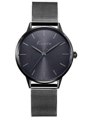Alienwork Kimio Women's Watch Elegant Mesh Strap Black/Black/Mesh Strap Black