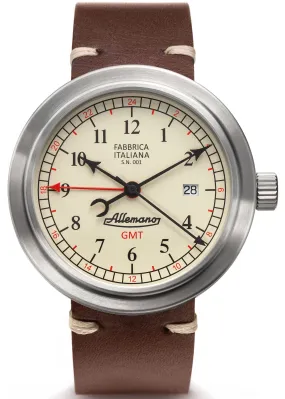Allemano Watch GMT Antique White Brushed Case