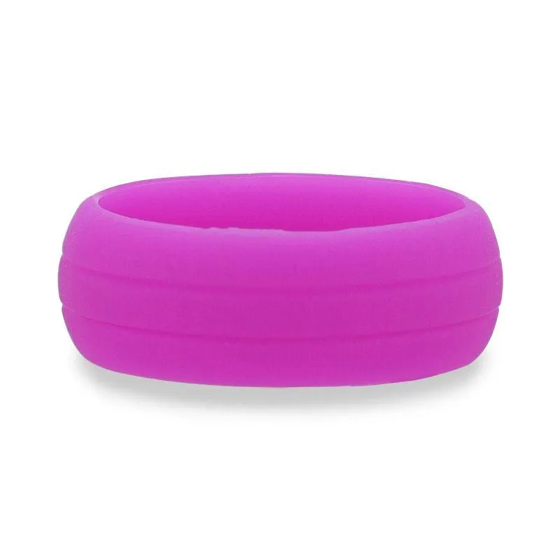 AMARIS Dual Groove Silicone Ring for Men and Women Purple Comfort Fit Hypoallergenic Thorsten - 8mm