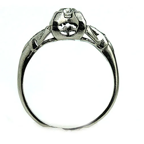 Antique .28 CTW Old Mine Cut Art Deco Engagement Ring with Side Stones