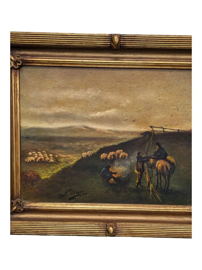 Antique sheep painting-Signed By Artist