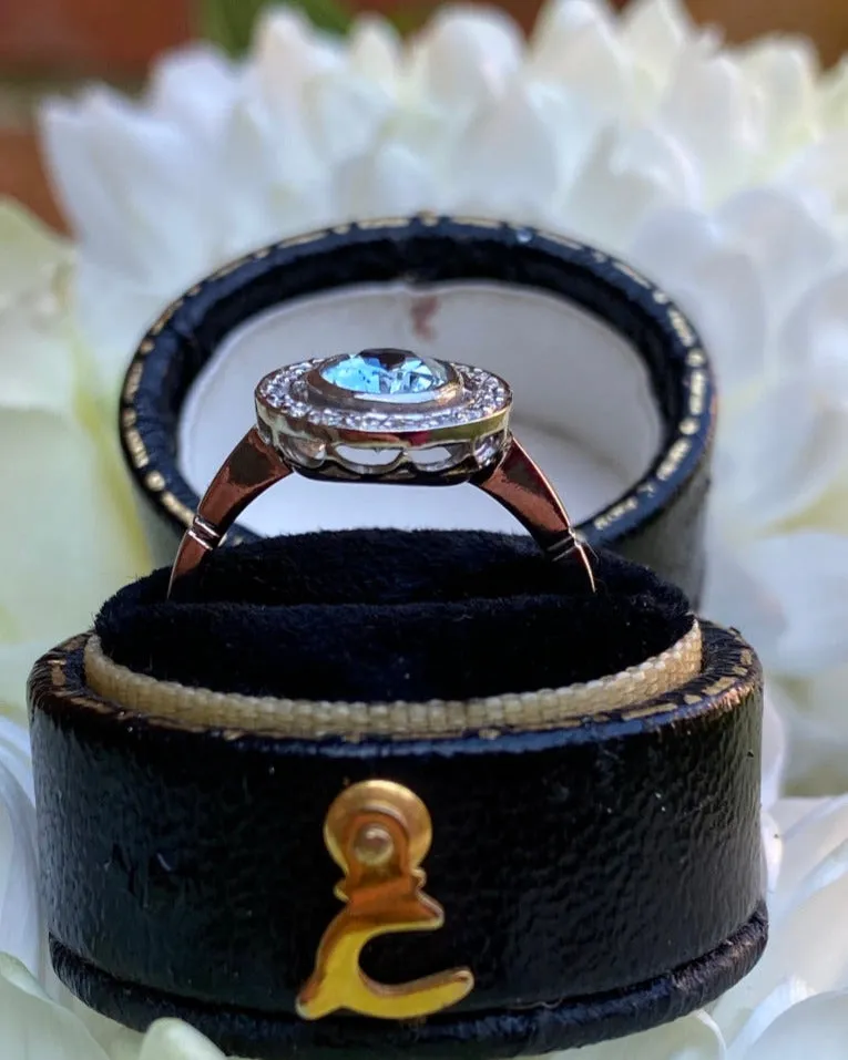 Aquamarine and Diamond Art Deco Platinum Ring 0.15ct   1.20ct