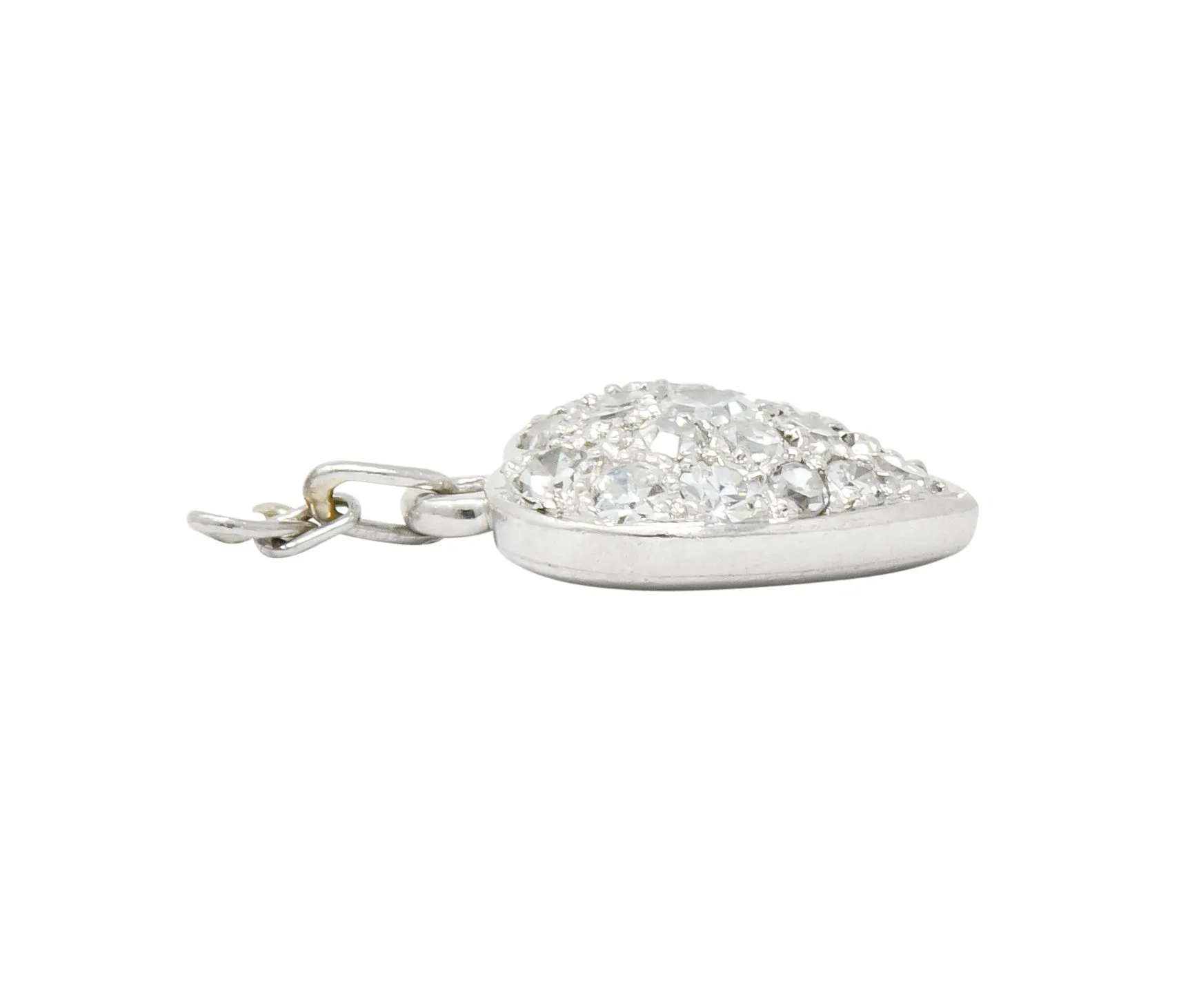 Art Deco 0.55 CTW Pavé Diamond Platinum Heart Charm