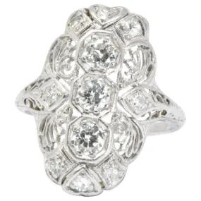 Art Deco 1920's .60 CTW Diamond & Platinum Dinner Ring