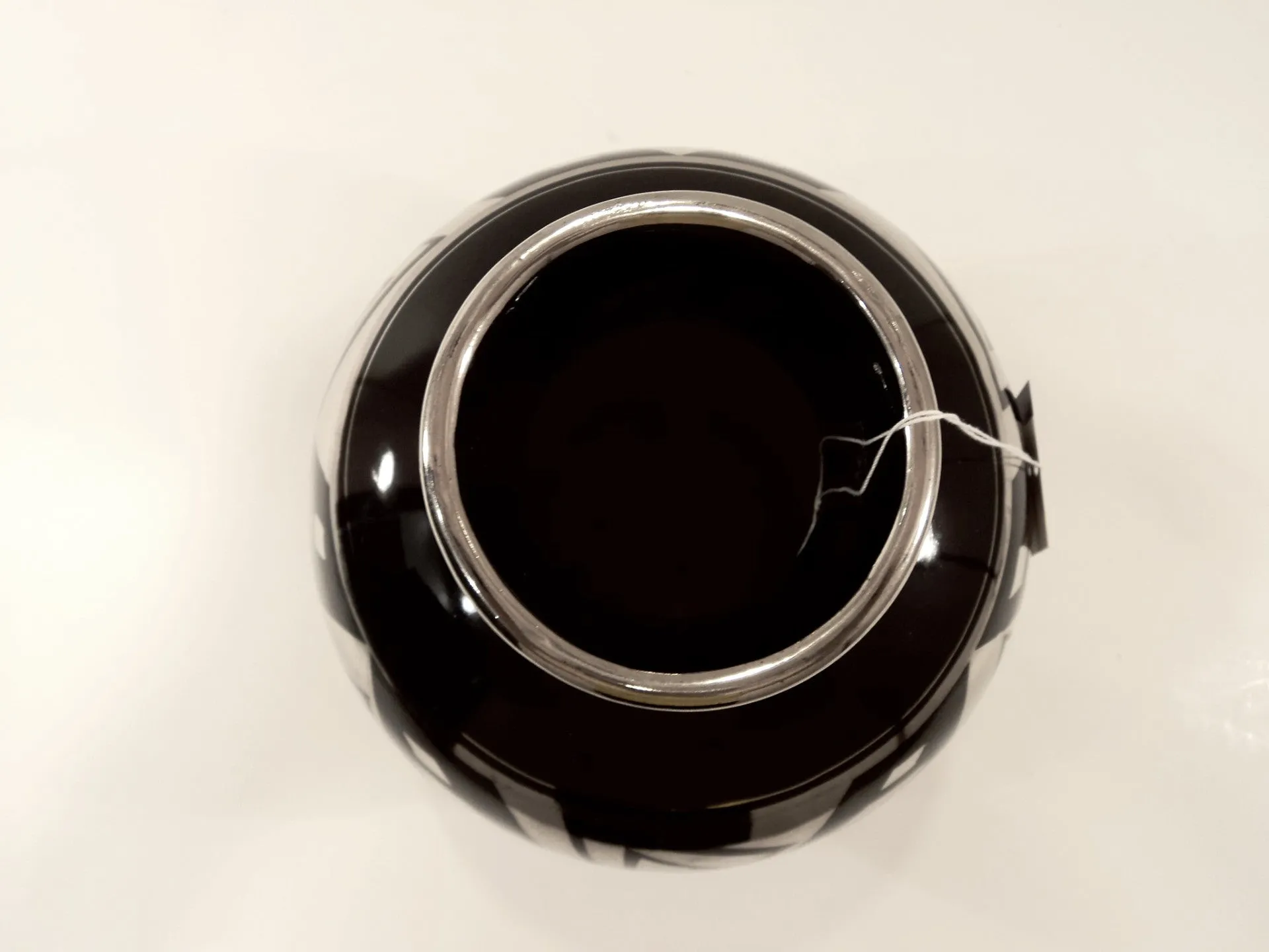 Art Deco French ODYV Black & Silver Ceramic Vase