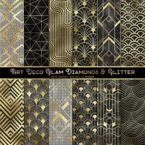 Art Deco Glam Diamonds And Glitter 1 Backgrounds Vol 1 - 12 High Resolution Images - Instant Download Digital Clip art