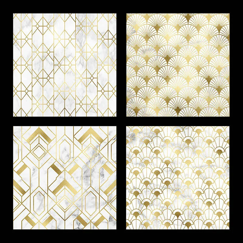 Art Deco Gold And White Marble Vol 1 - 16 High Resolution Images - Instant Download Digital Clip art