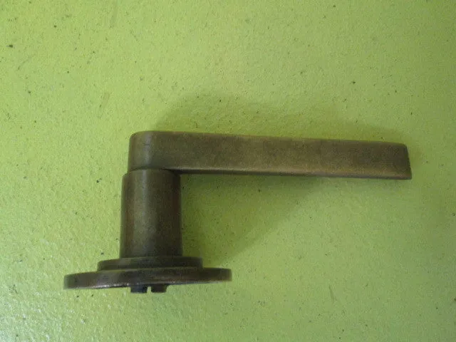 Art Deco Solid Brass Lever Handle on Circular Plate