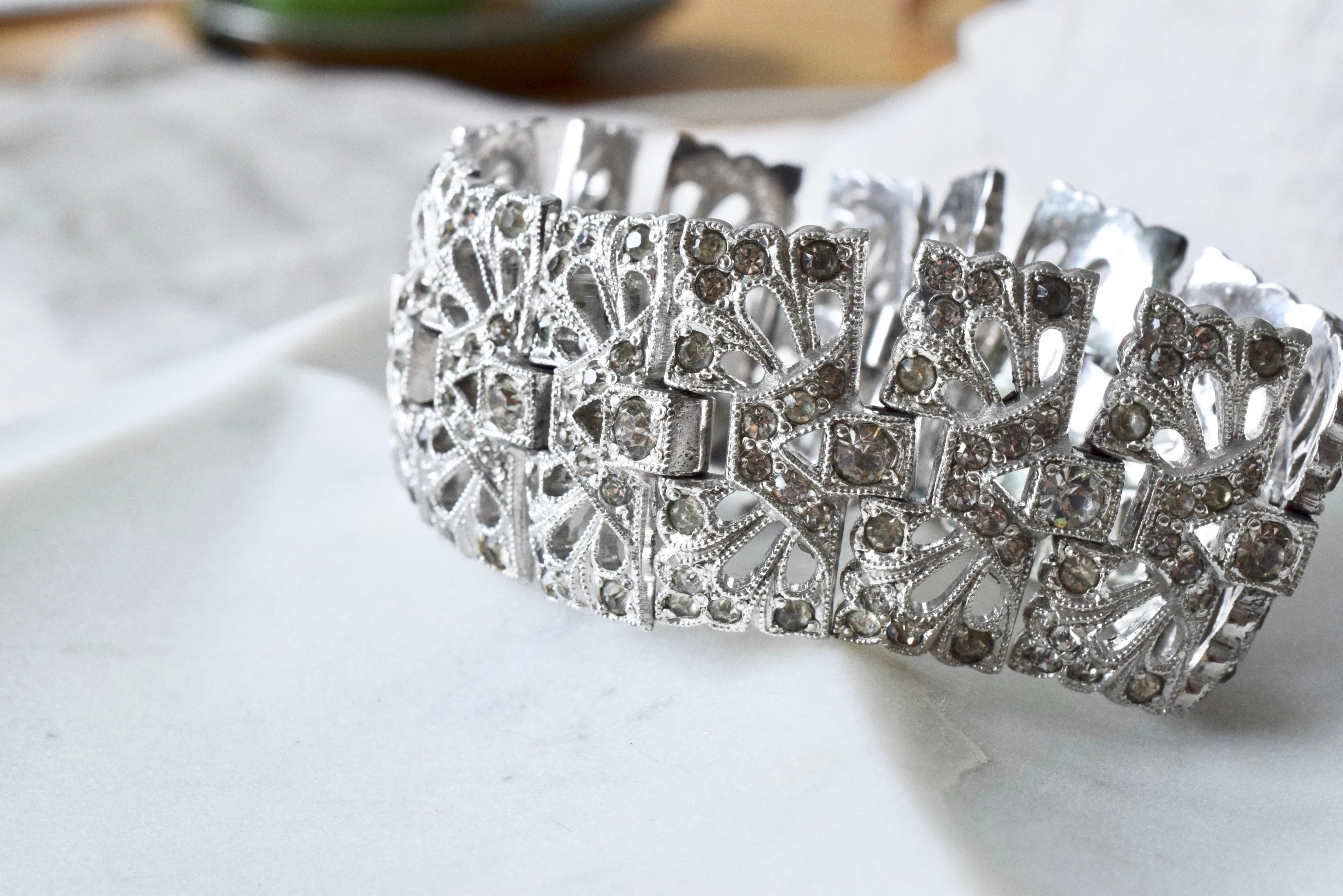 Art Deco Sterling and Rhinestone Bracelet