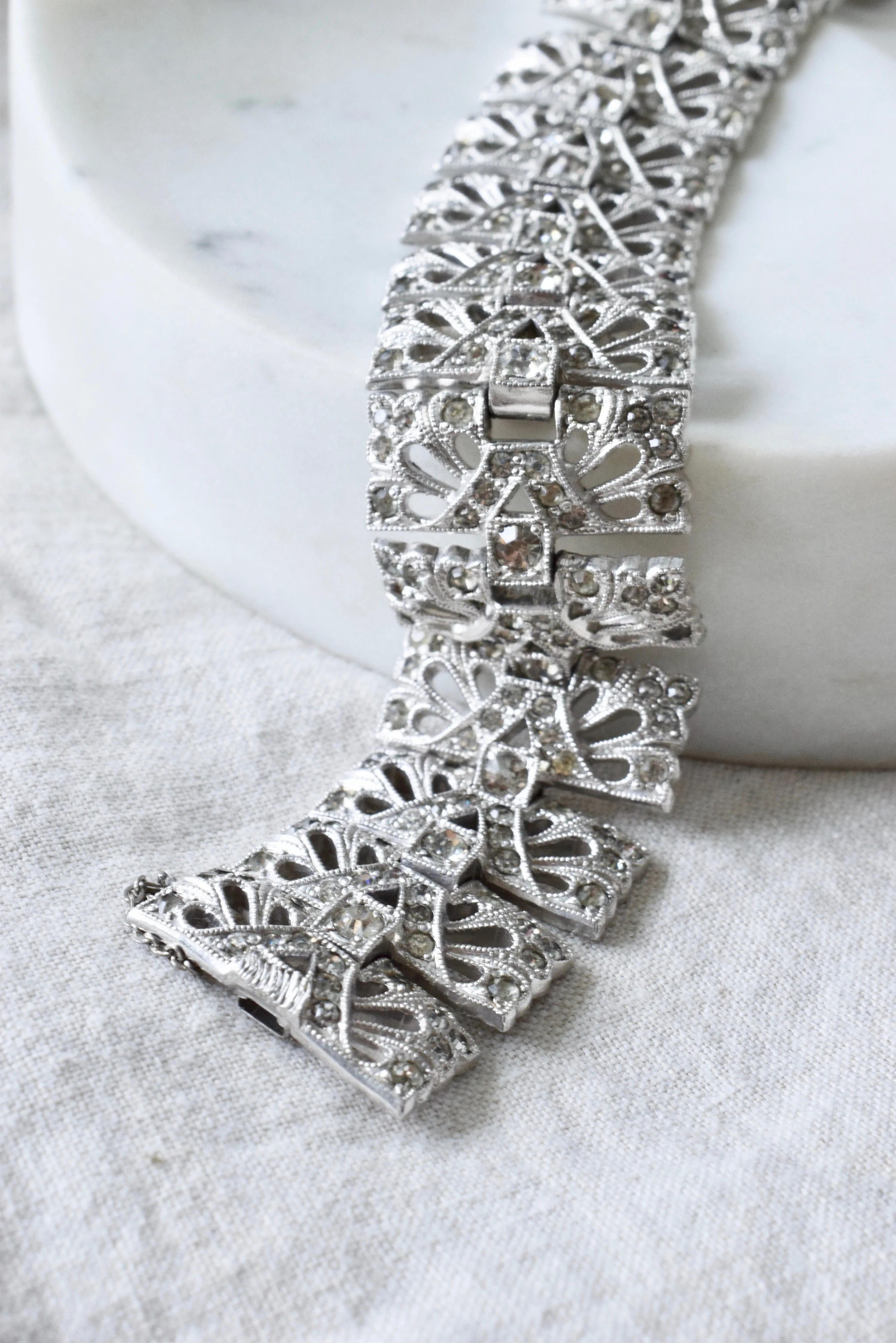 Art Deco Sterling and Rhinestone Bracelet