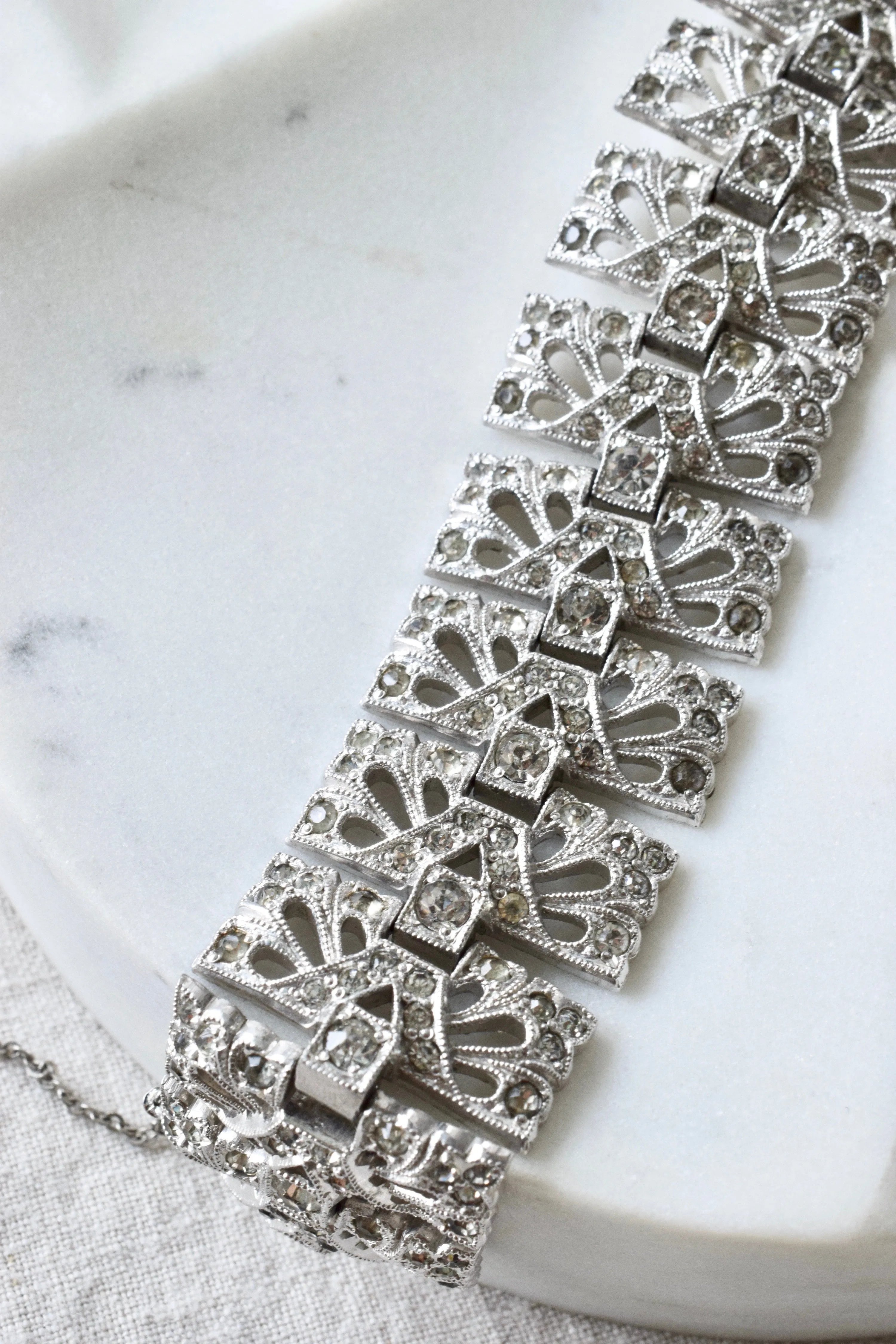Art Deco Sterling and Rhinestone Bracelet