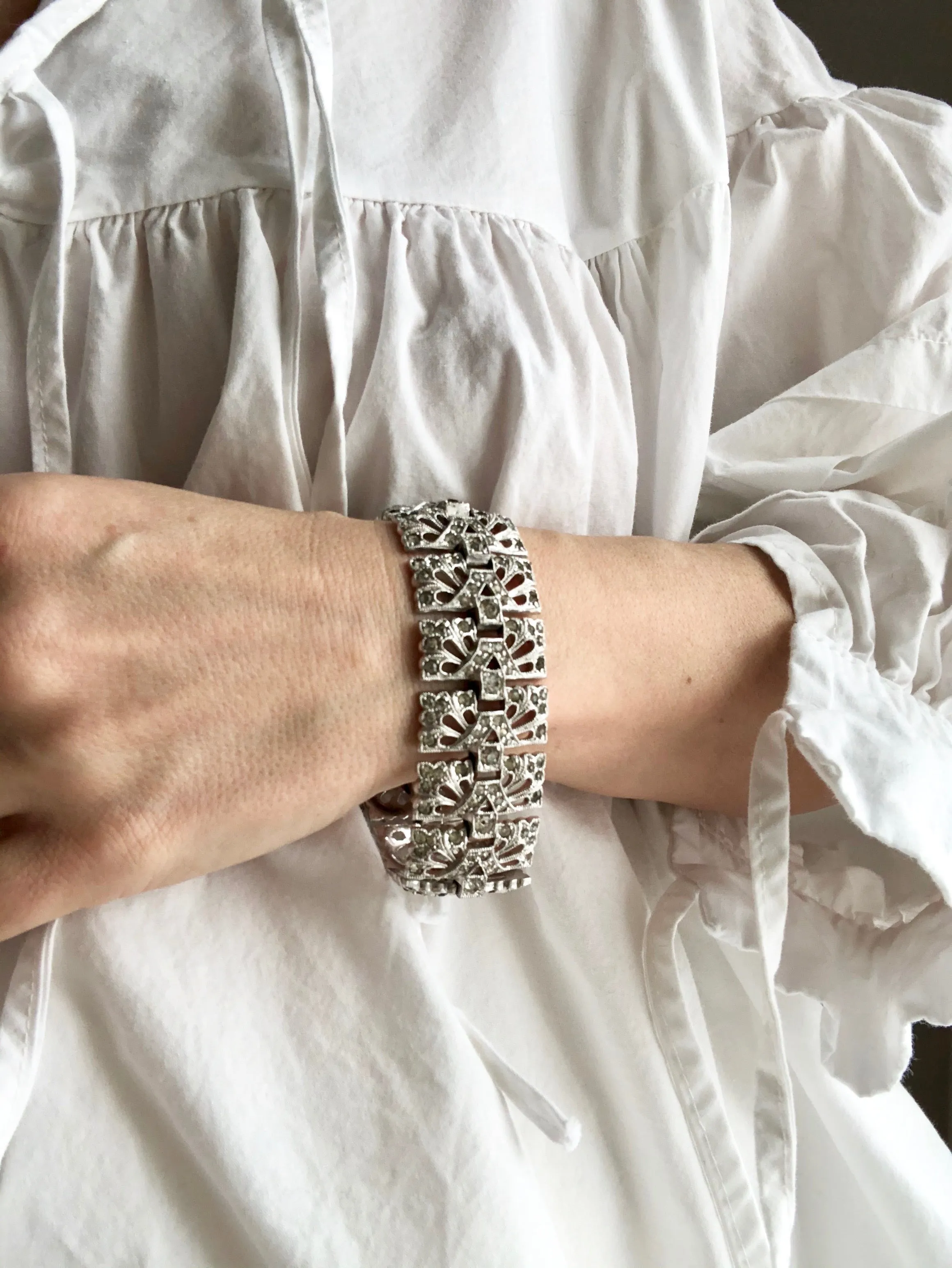 Art Deco Sterling and Rhinestone Bracelet