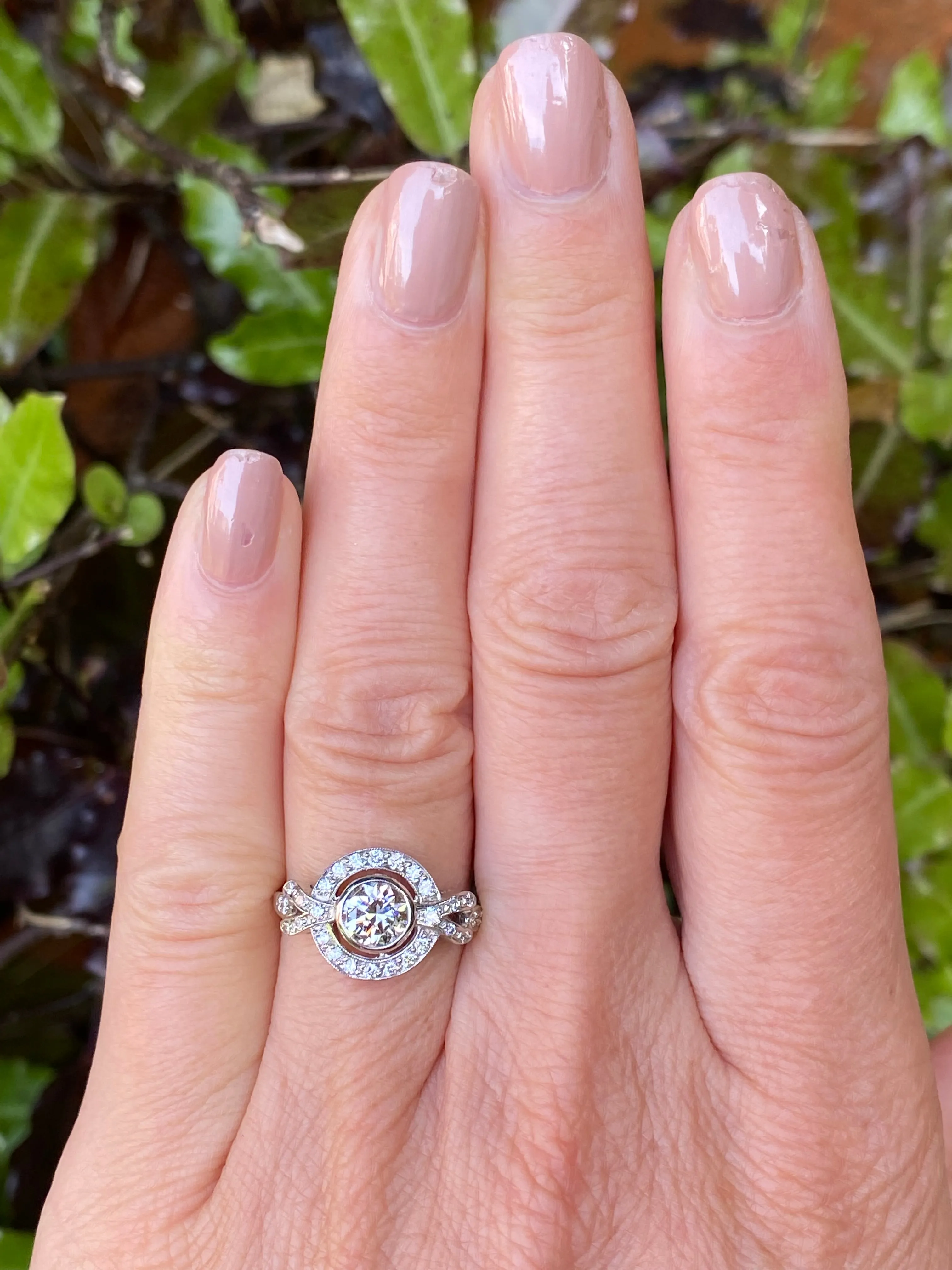 Art Deco Style Diamond Cluster Ring Platinum 1.10ct