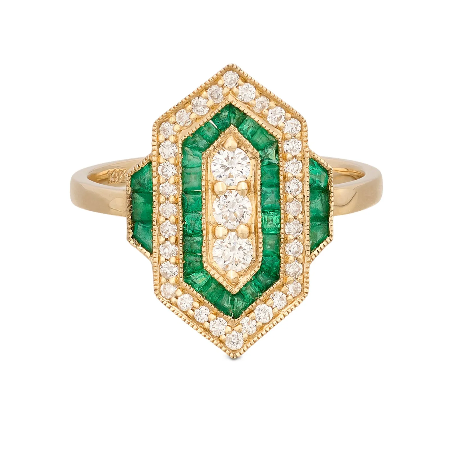 Art Deco Style Emerald & Diamond Ring