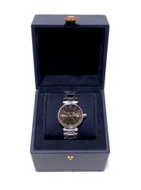 Authentic Louis Vuitton Tambour Quartz Watch in Brown Steel