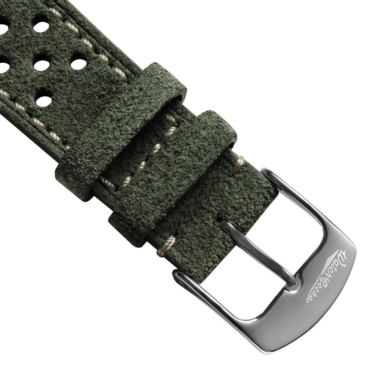 Beaufort Racing Conceria Opera Suede Perforated Watch Strap - Forest Green