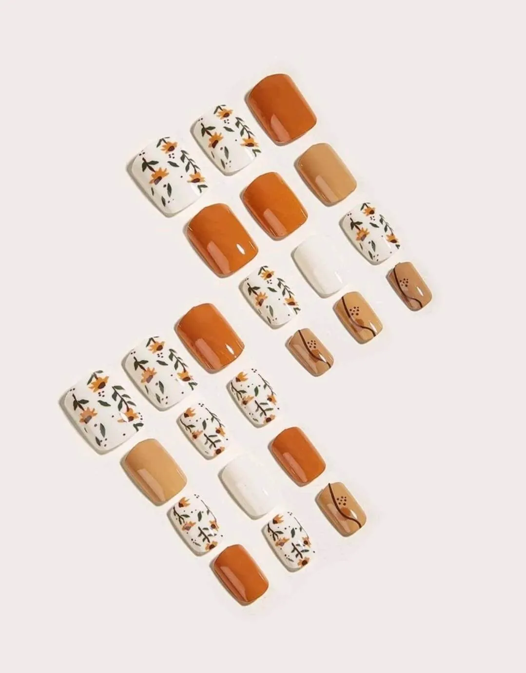 Beauty - Nails - short - brown floral