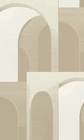 Beige Art Deco Inspired Geometric Wallpaper R8898