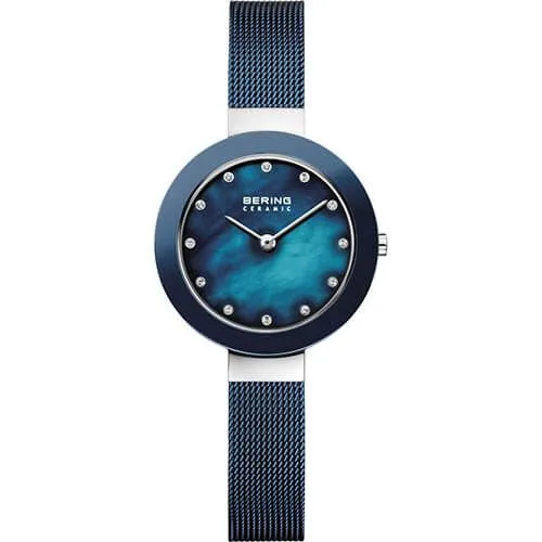 Bering Ladies Blue Mother Of Pearl Mesh Watch