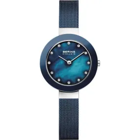 Bering Ladies Blue Mother Of Pearl Mesh Watch