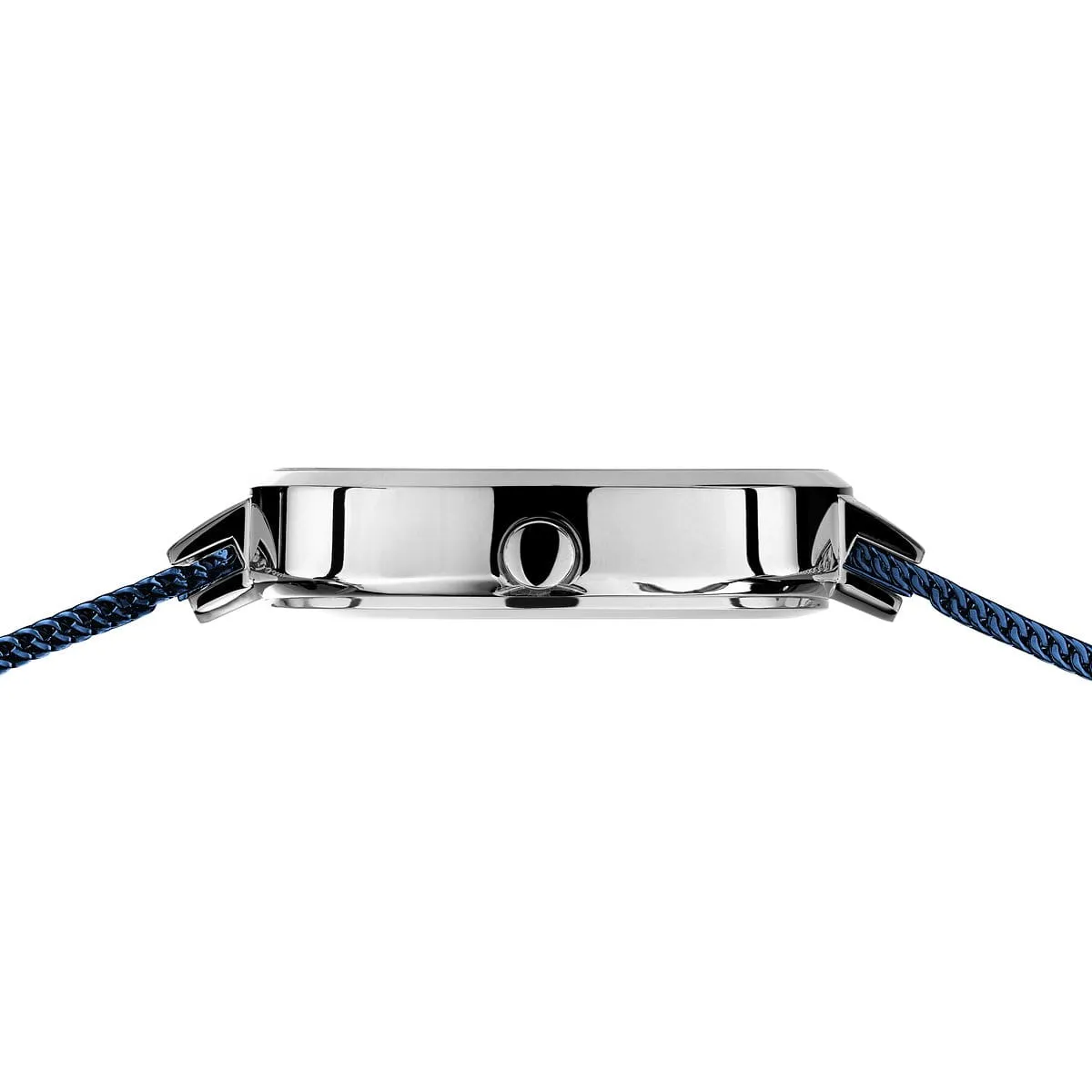 Bering Solar Blue Stainless Steel Mesh Ladies Watch with Blue Dial