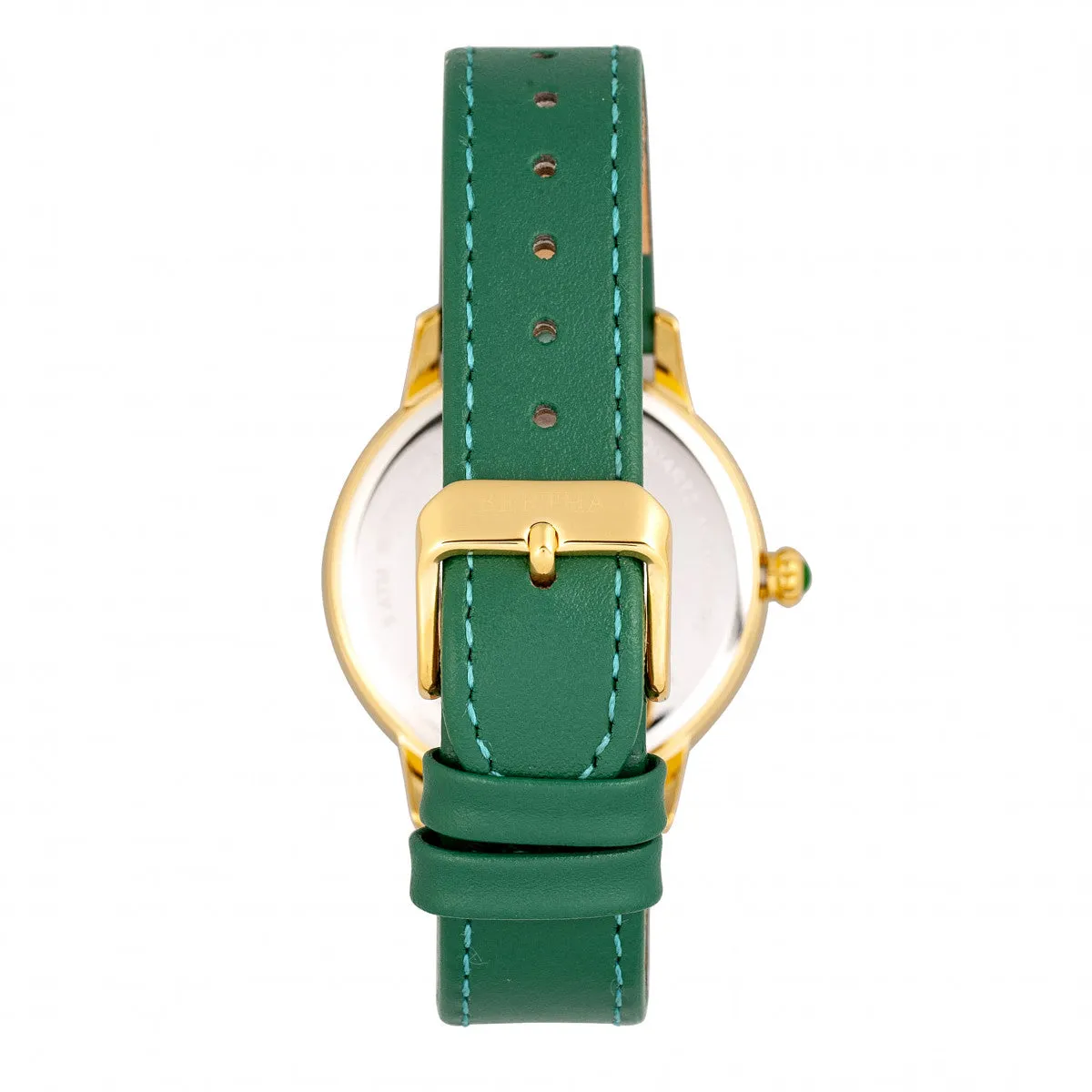 Bertha Adaline Mother-Of-Pearl Leather-Band Watch - Green