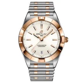 Breitling Chronomat 32mm White Dial 18ct Red Gold & Steel Ladies Quartz Watch U77310101A1U1