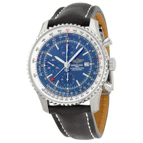 Breitling Navitimer World Chronograph Blue Dial Black Leather Men's Watch A2432212-C651BKLD A2432212-C651-442X-A20D.1