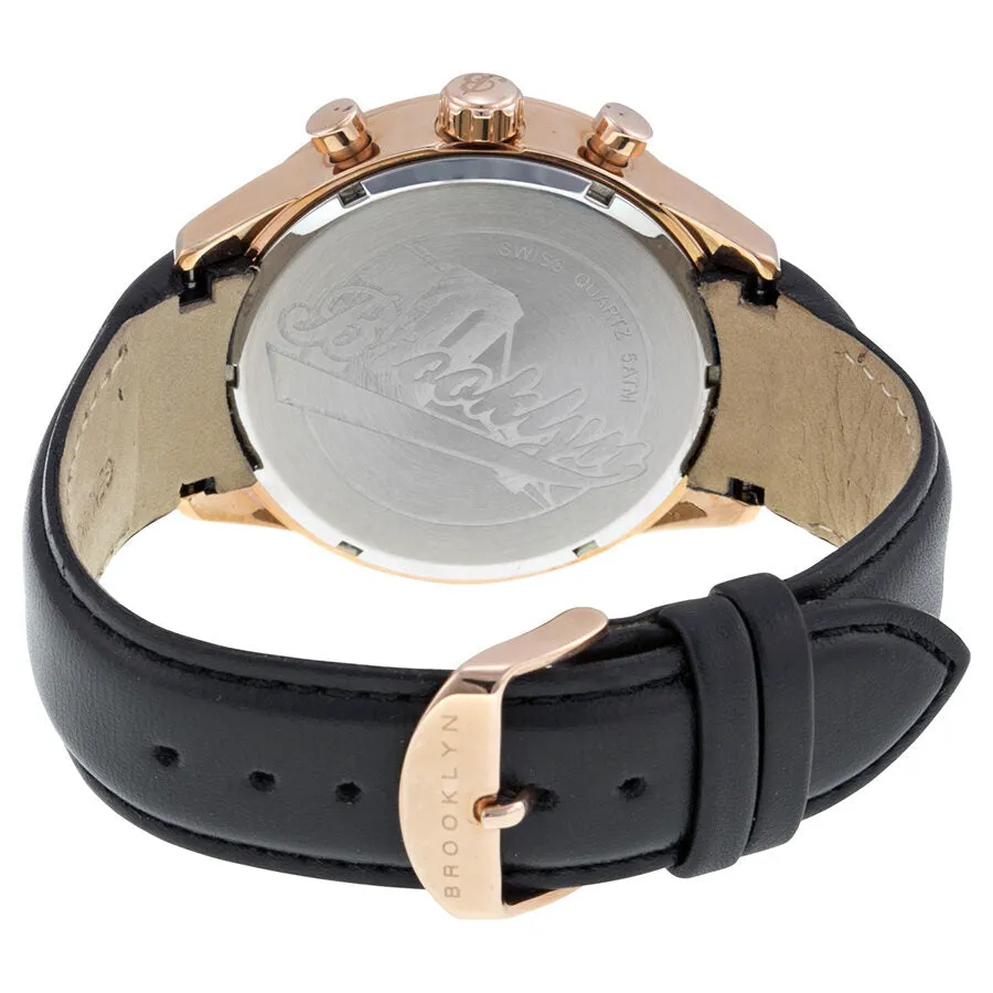 Brooklyn Watch Co. Fulton Black Dial Black Leather Swiss Quartz Men's Watch FL-RG-BK-BK