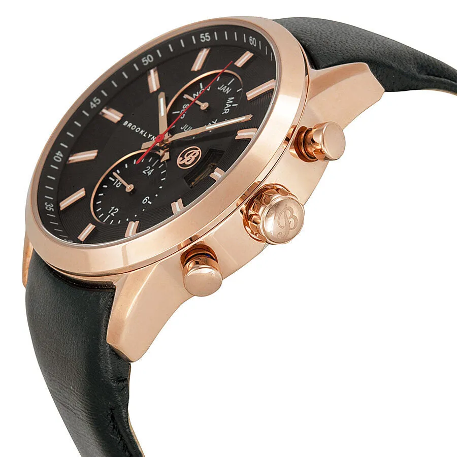 Brooklyn Watch Co. Fulton Black Dial Black Leather Swiss Quartz Men's Watch FL-RG-BK-BK