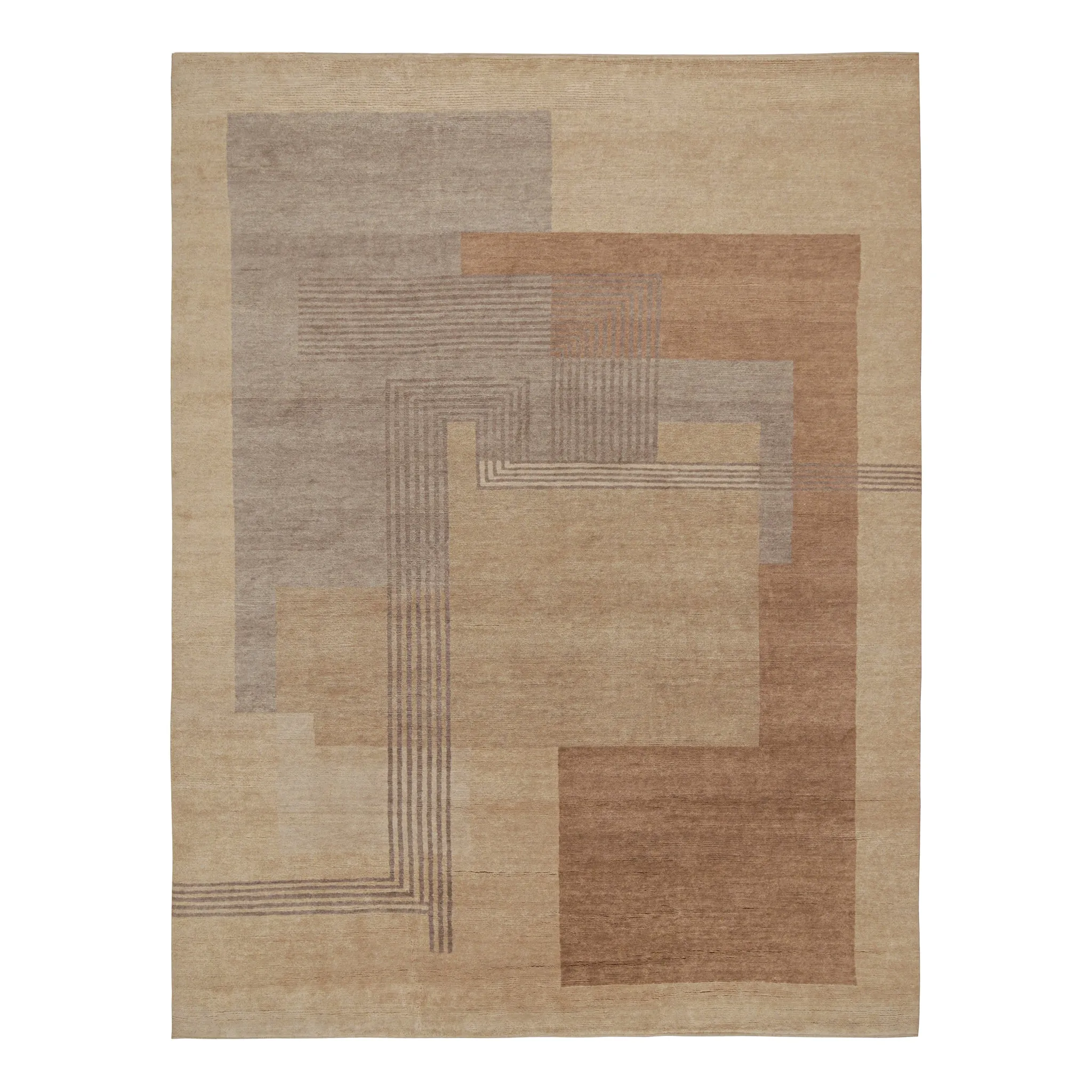 Brown Modern Wool Rug - 9' x 11'8"