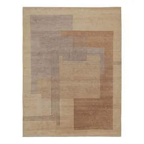 Brown Modern Wool Rug - 9' x 11'8"