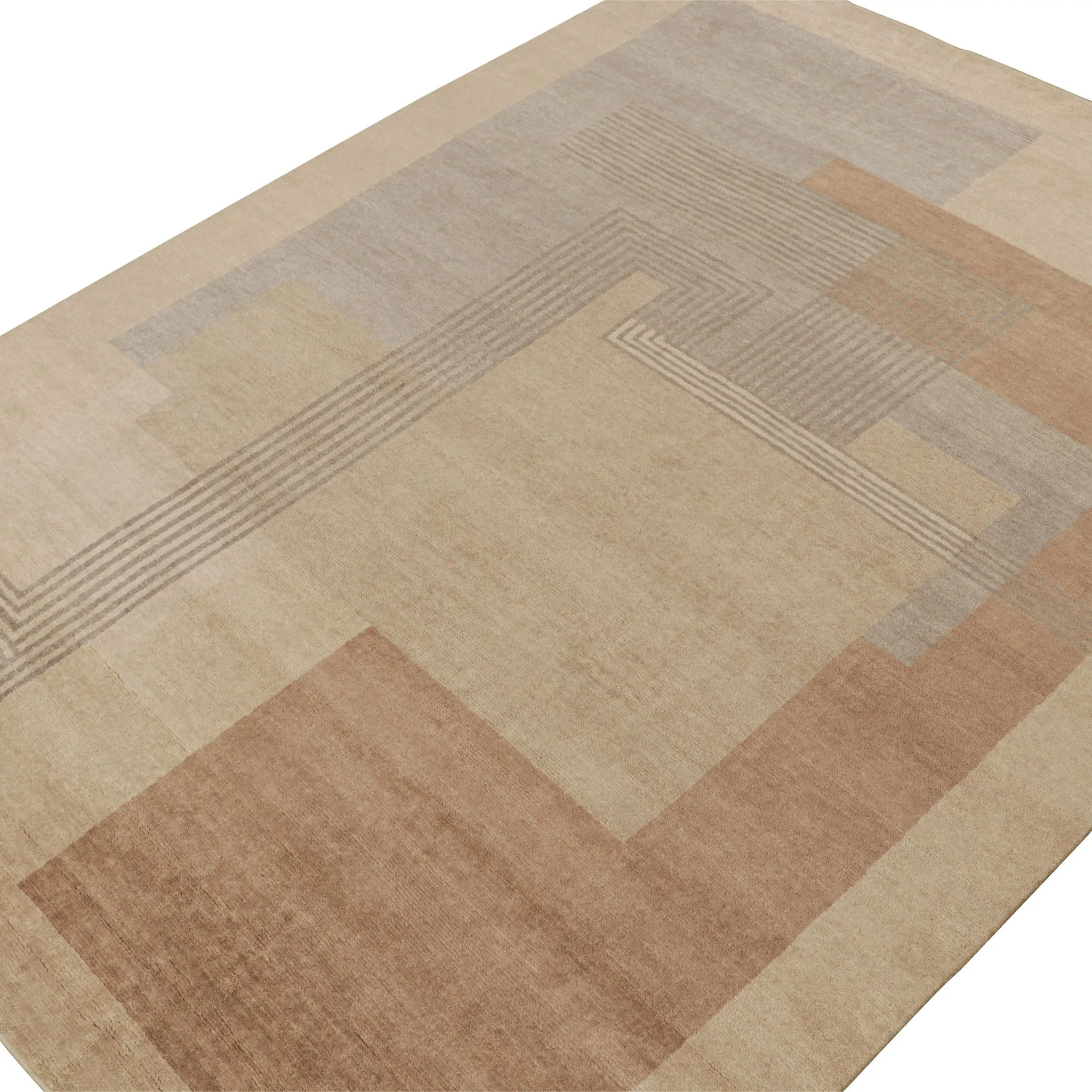 Brown Modern Wool Rug - 9' x 11'8"