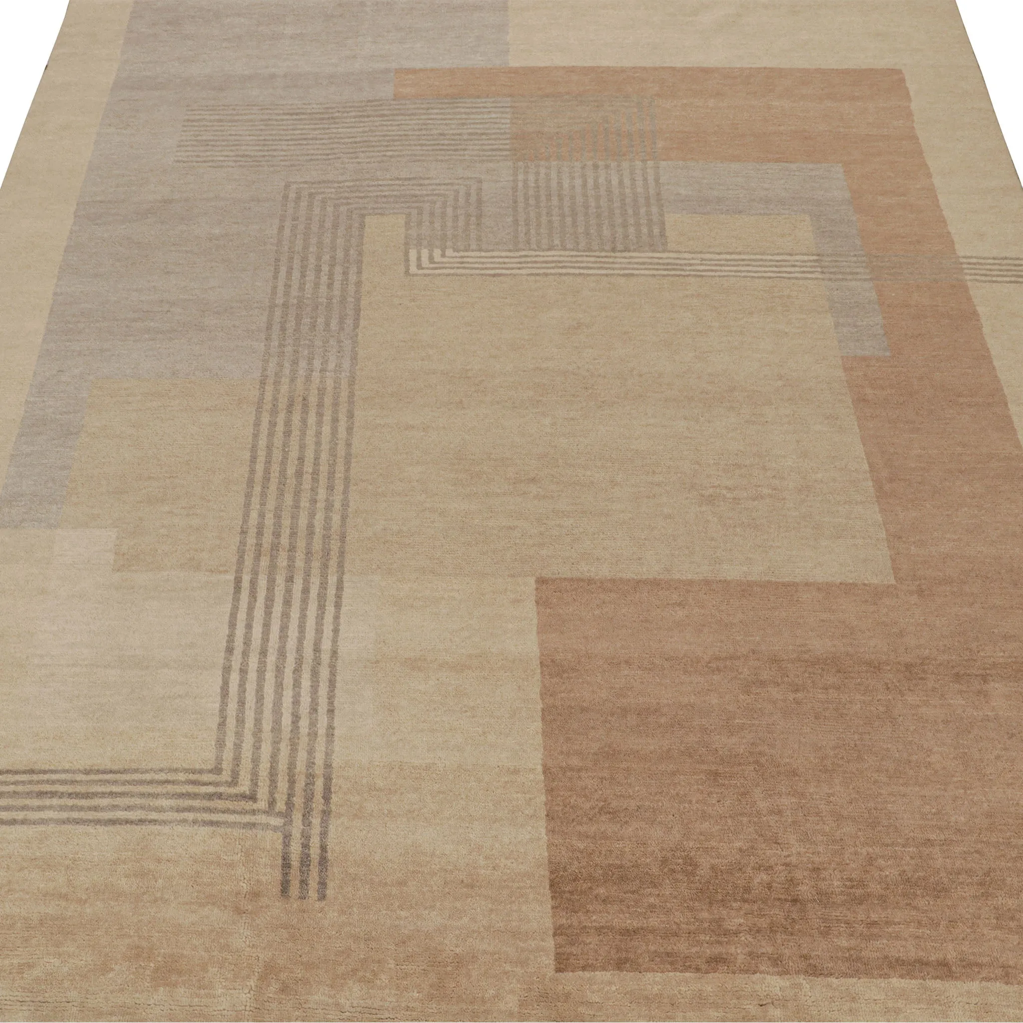 Brown Modern Wool Rug - 9' x 11'8"