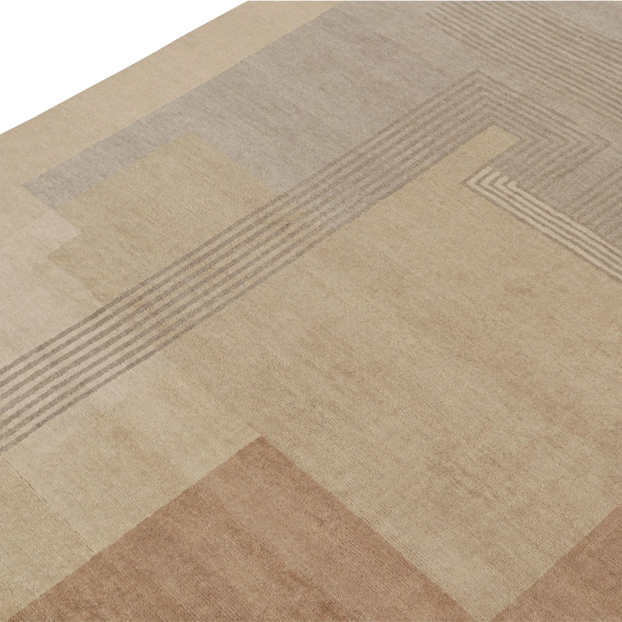 Brown Modern Wool Rug - 9' x 11'8"