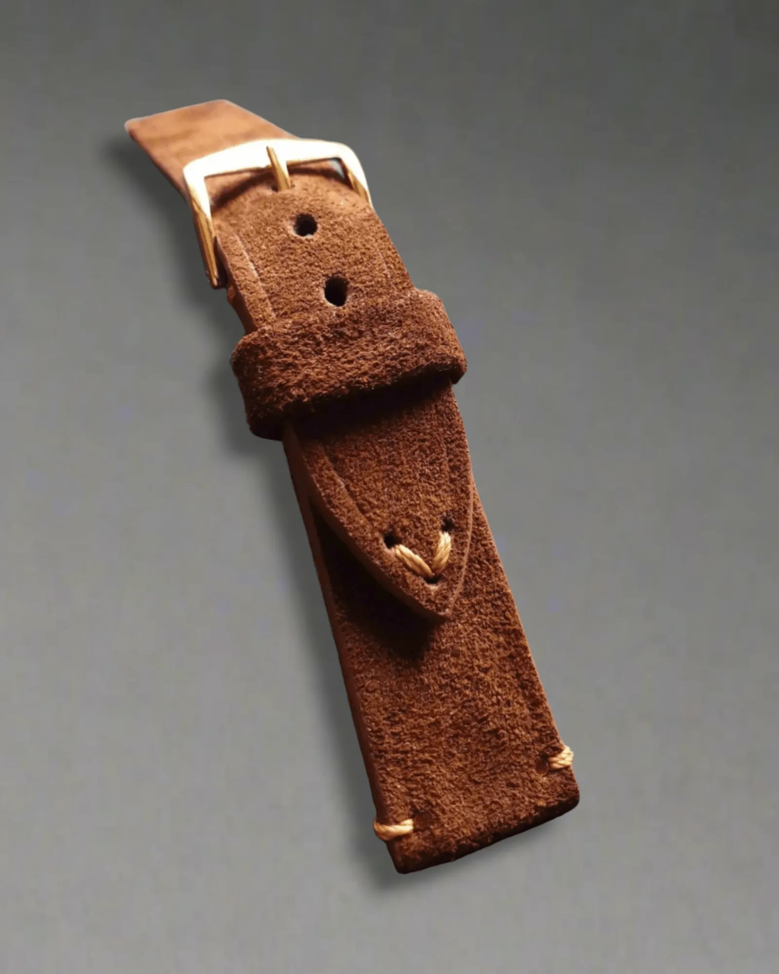 Brown suede leather strap handmade
