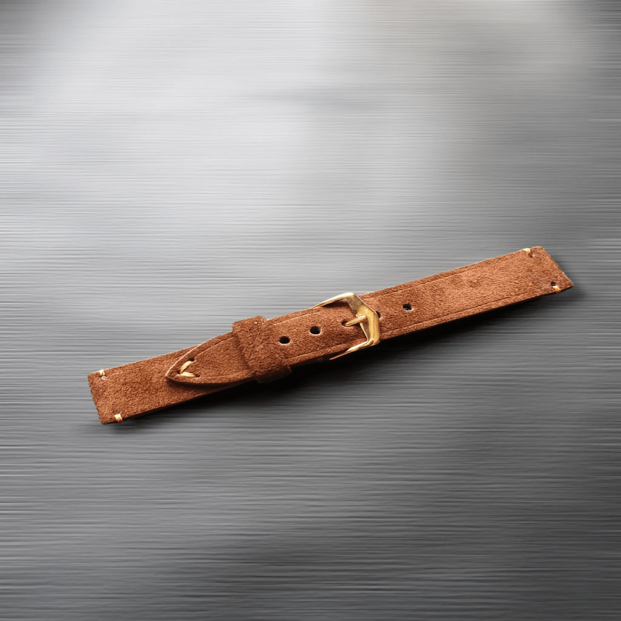 Brown suede leather strap handmade