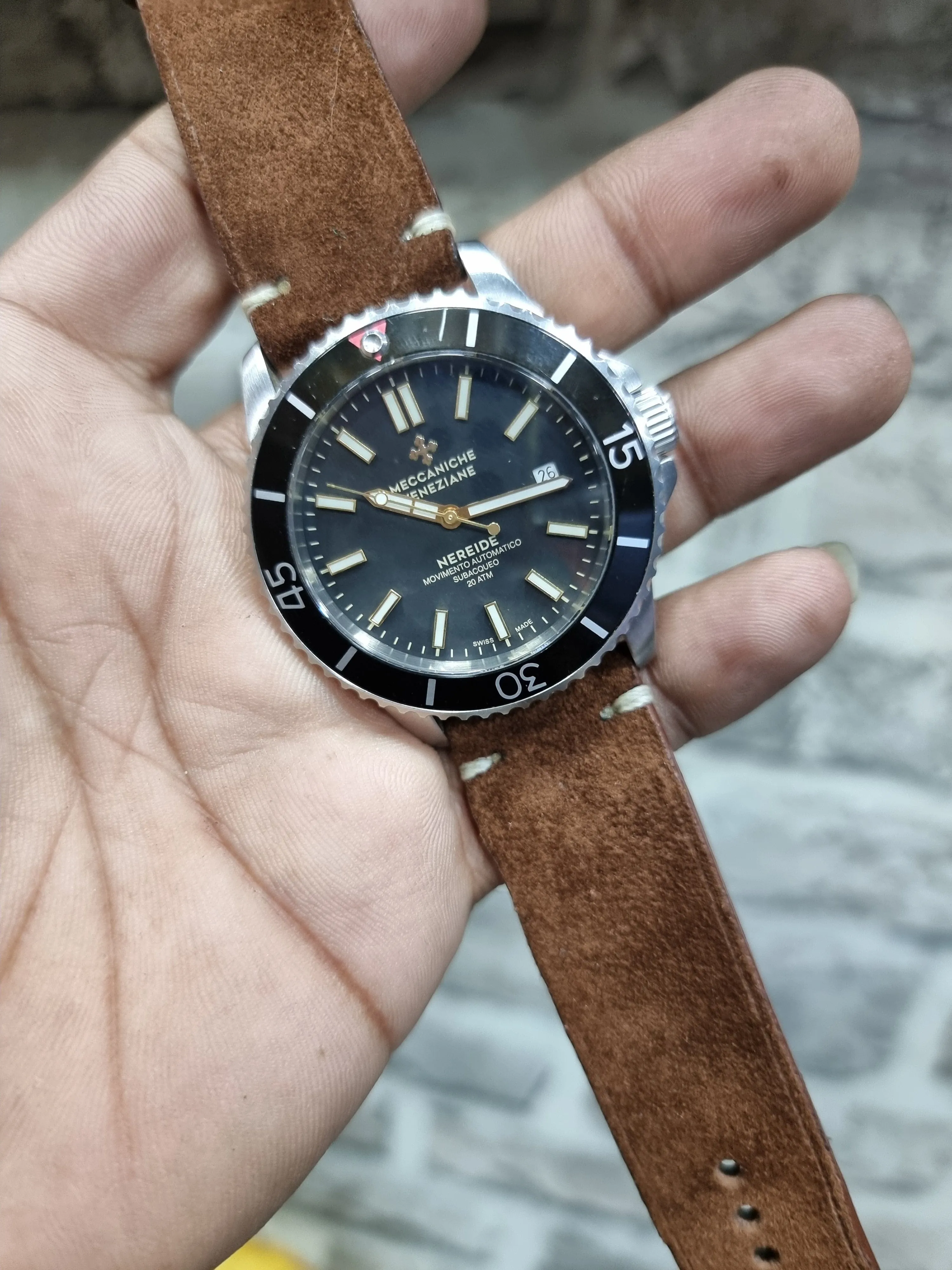 Brown suede leather strap handmade