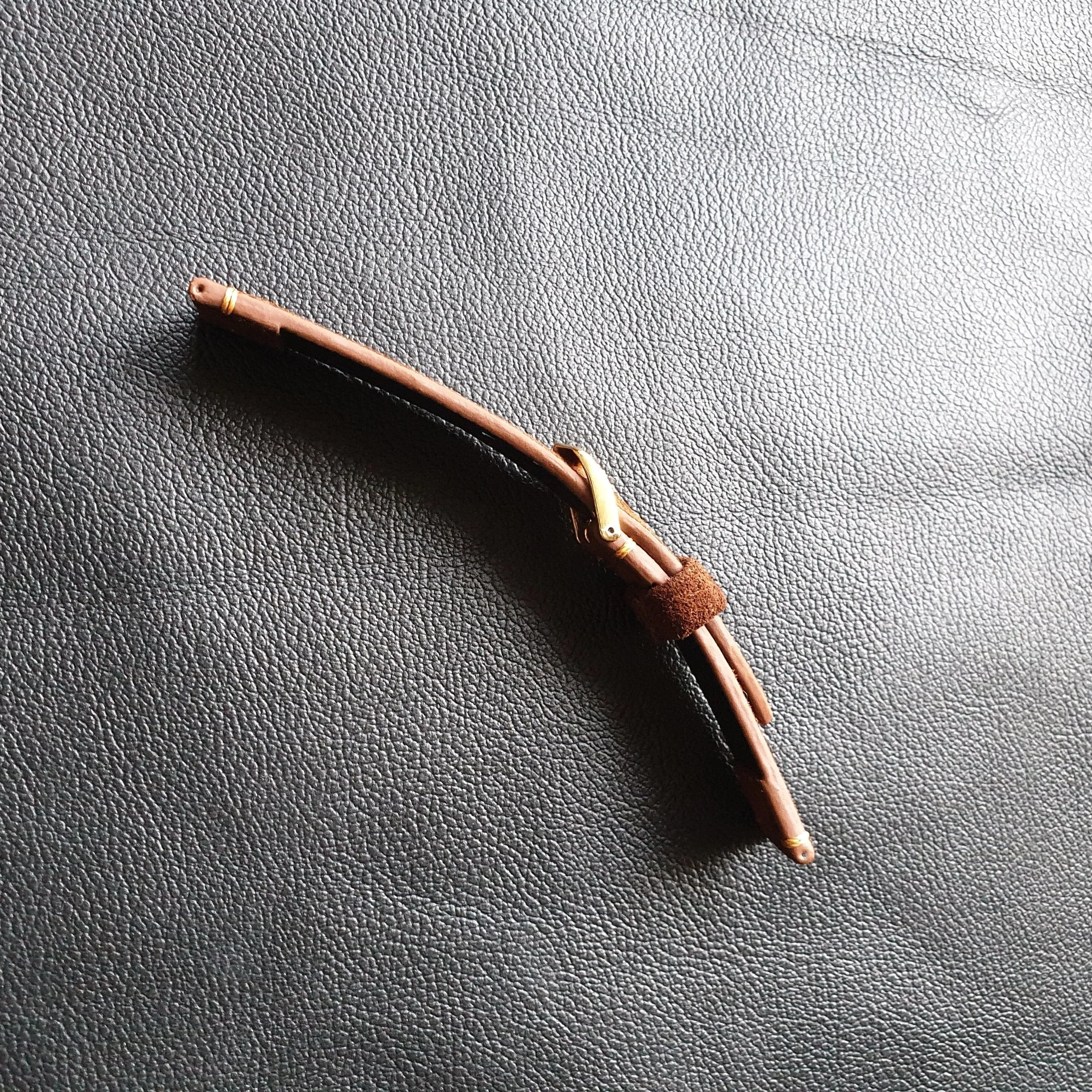 Brown suede leather strap handmade