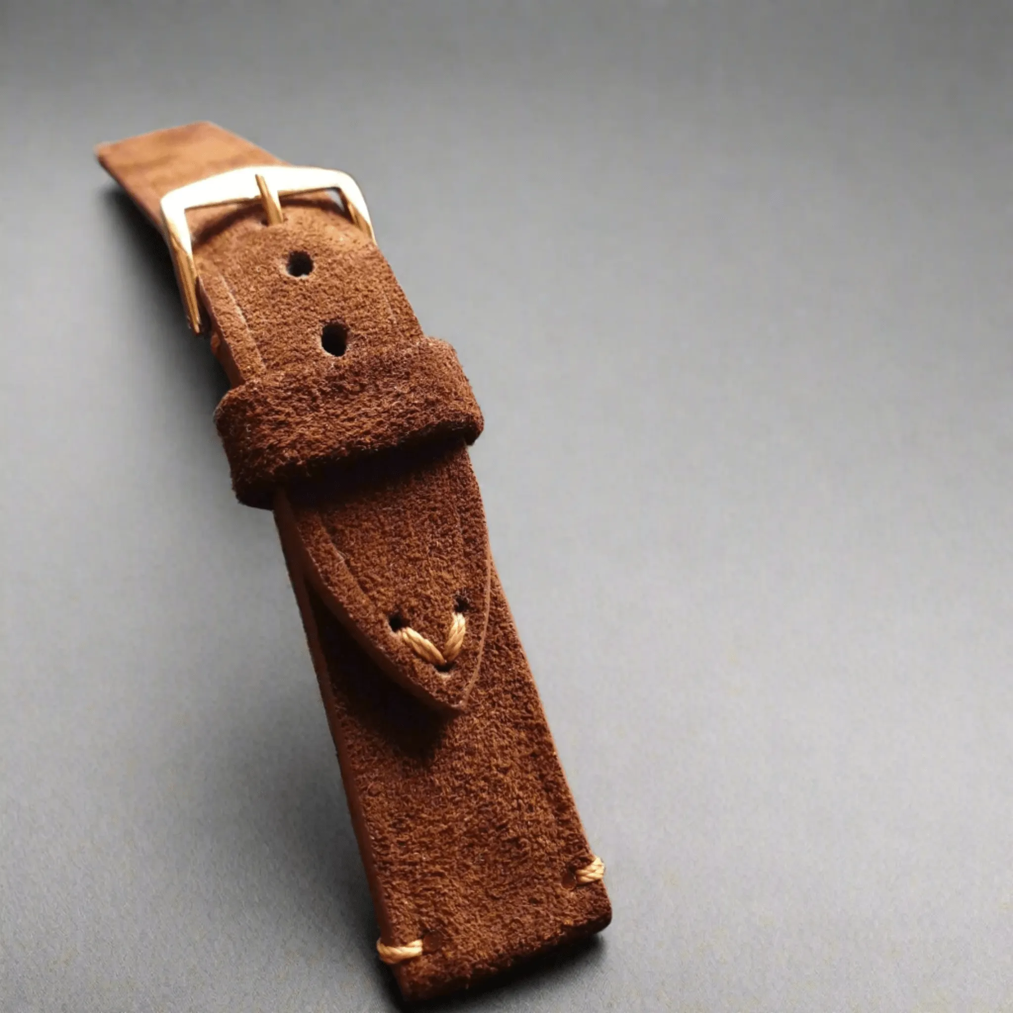 Brown suede leather strap handmade