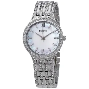 Bulova Crystal Mother of Pearl Dial Ladies Watch 96L242