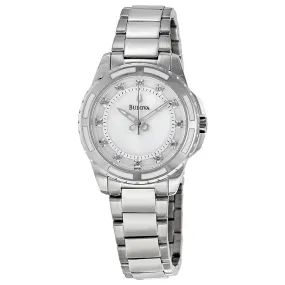 Bulova Mother of Pearl Diamond Dial Stainless Steel Ladies Watch 96P144