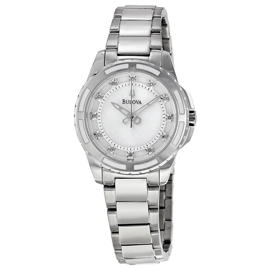 Bulova Mother of Pearl Diamond Dial Stainless Steel Ladies Watch 96P144